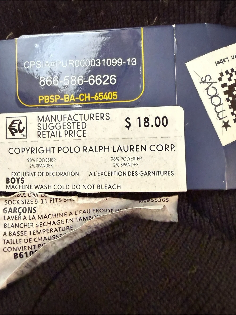 Polo Ralph Lauren Boys 3 Pairs Dress Socks Size 9-11 NWT